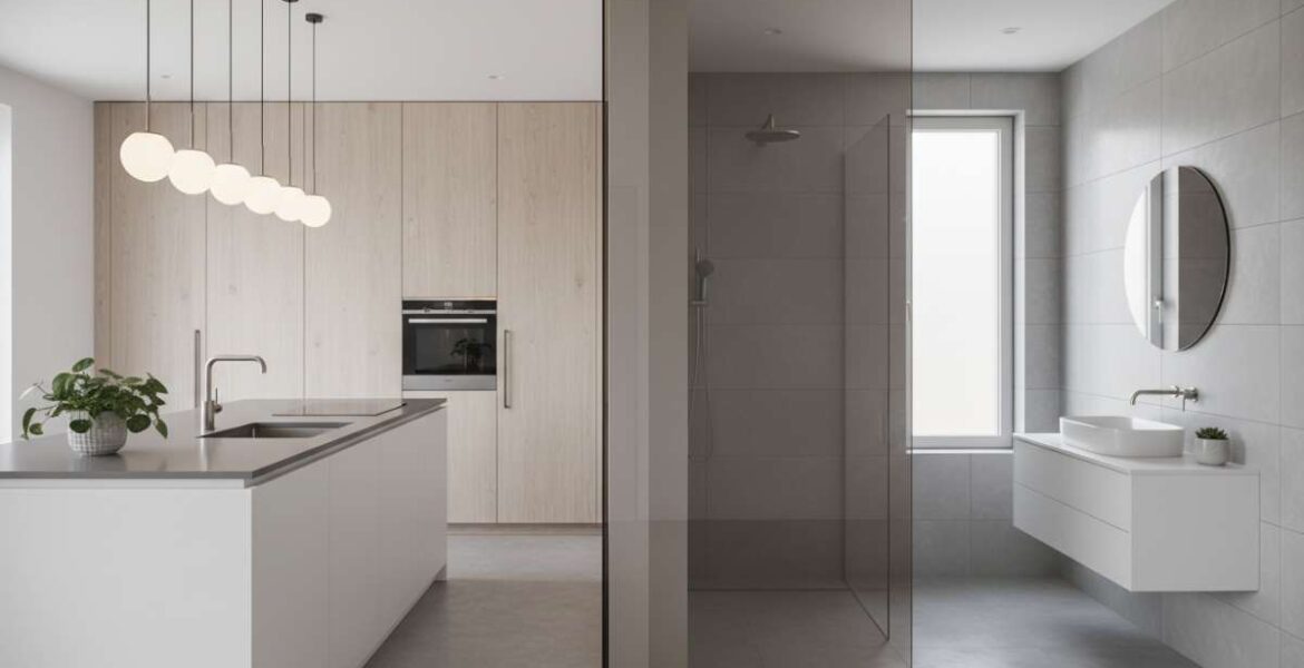 mẫu nhà bếp cạnh nhà vệ sinh