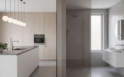 mẫu nhà bếp cạnh nhà vệ sinh