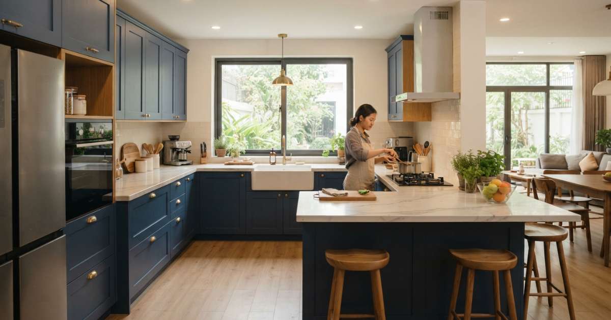Tổng hợp các mẫu bếp chữ u đẹp và hiện đại nhất năm 2026 2 bếp chữ u