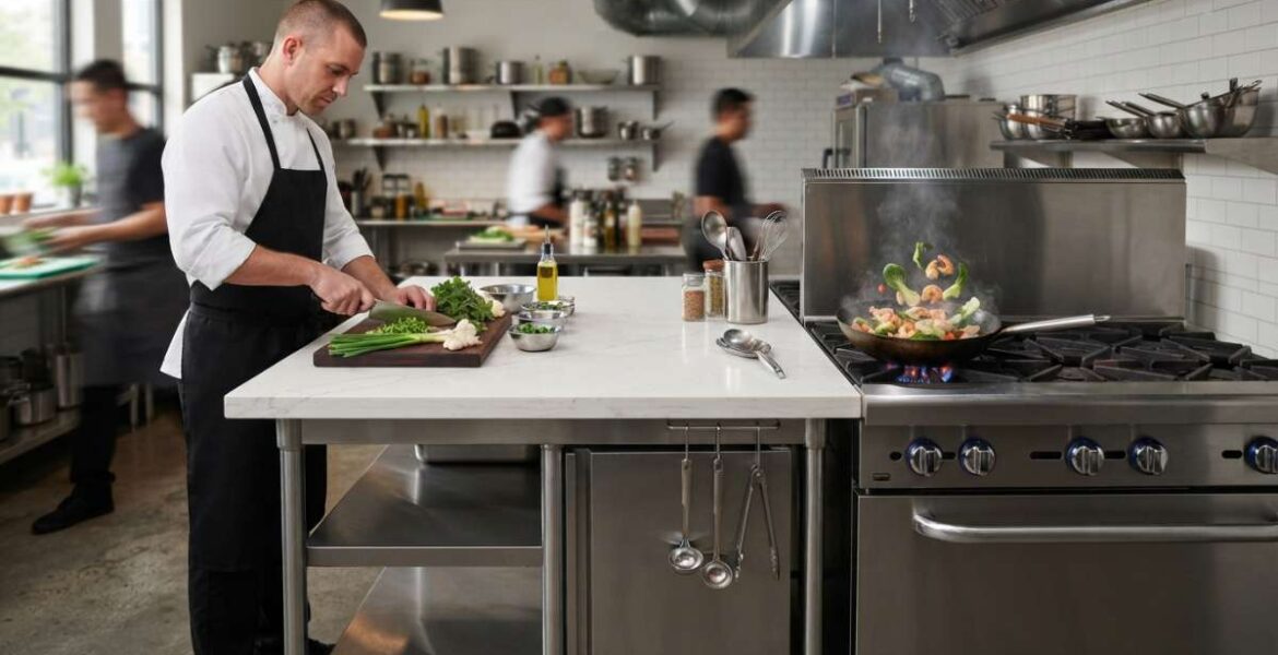 bàn bếp inox mặt đá