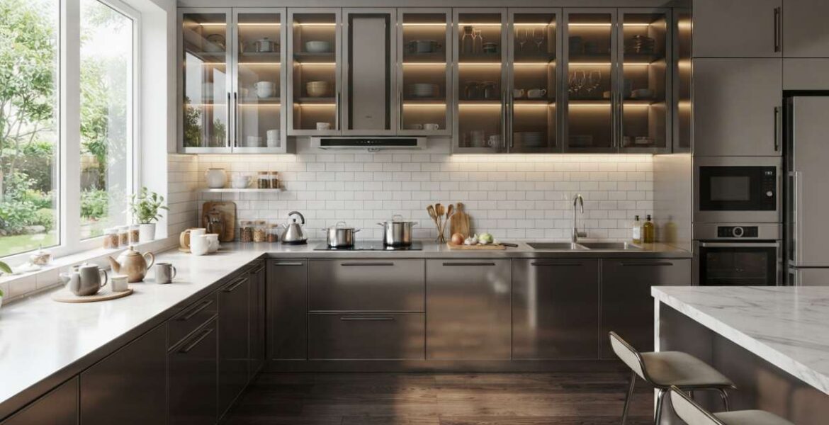 bếp inox cánh kính