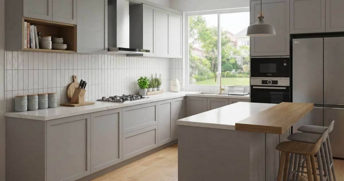 Tủ bếp màu ghi sáng: Gợi ý phối màu đẹp và thanh lịch 4 Cách phối màu tủ bếp màu ghi sáng thanh lịch và ấn tượng