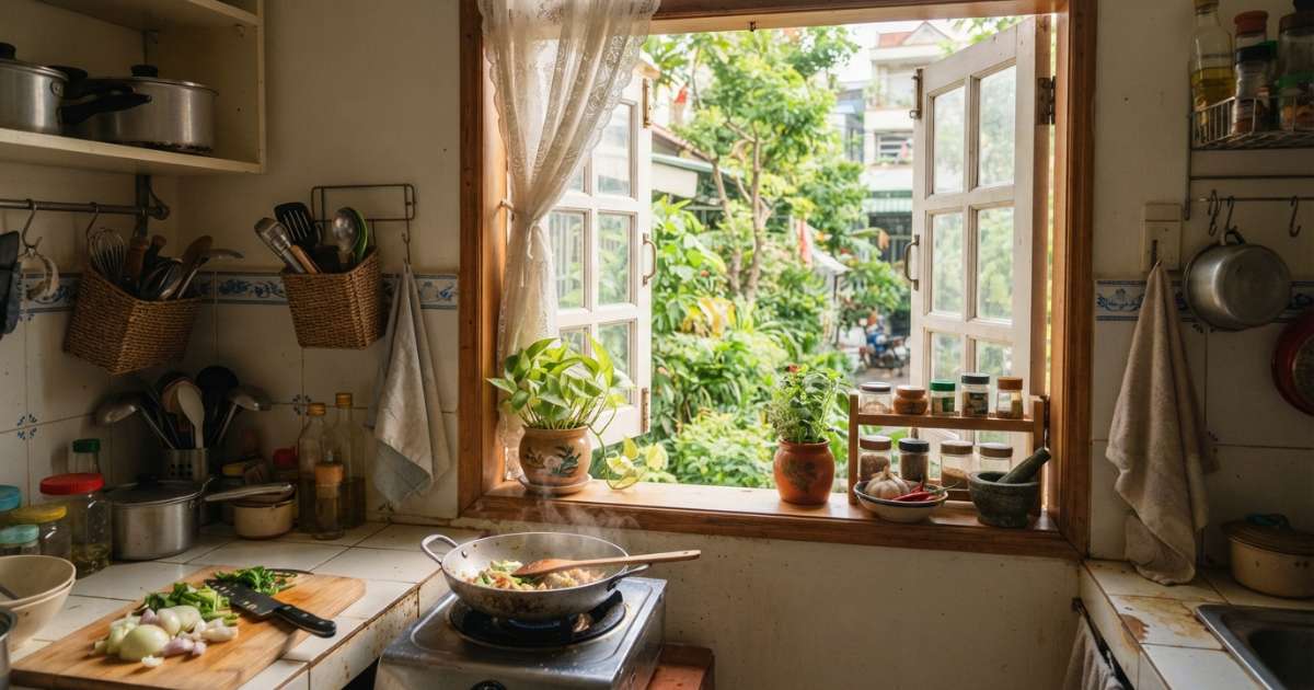 Cửa sổ bếp nhỏ: Những mẫu thiết kế đẹp và cách bố trí hợp lý 2 cửa sổ bếp nhỏ