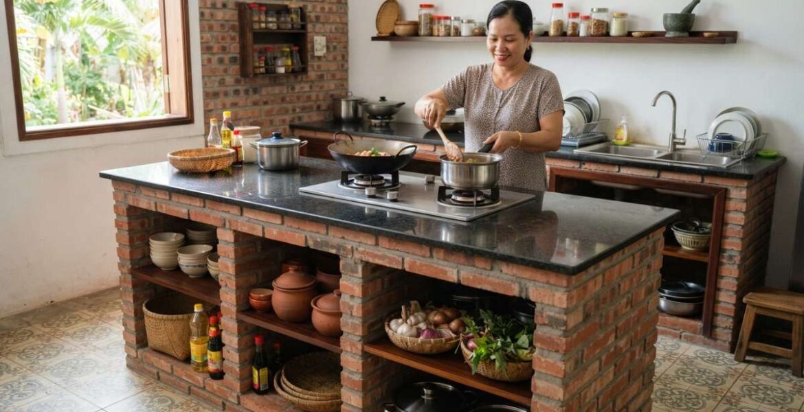 mẫu kế bếp xây gạch