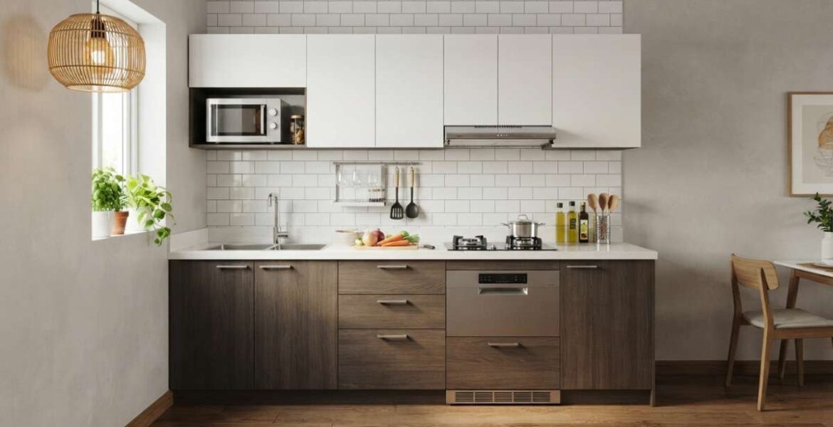 mẫu tủ bếp dài 2m