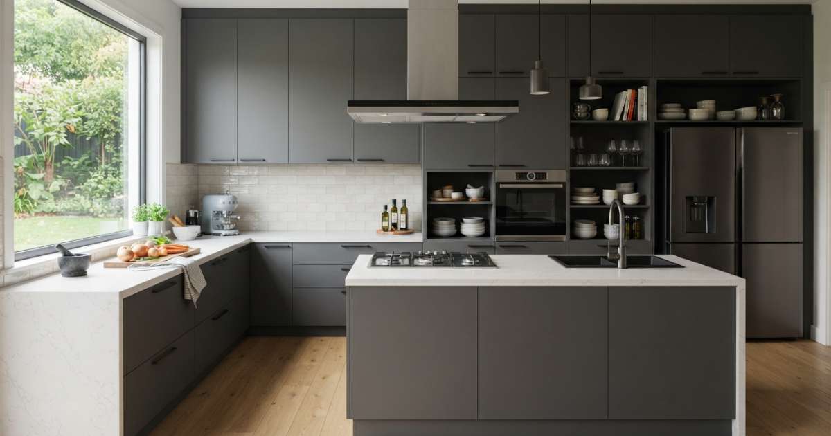 Những mẫu tủ bếp màu xám ghi thịnh hành nhất