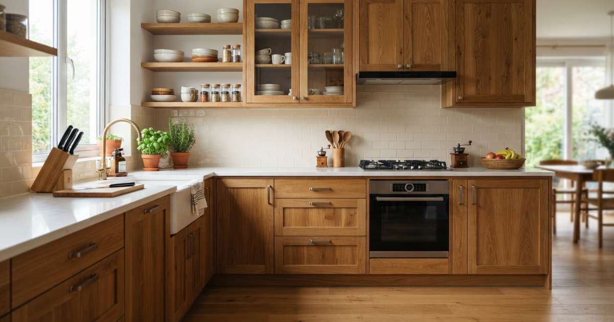 Tủ bếp bằng gỗ: Các loại gỗ phổ biến và mẫu thiết kế đẹp 2 tủ bếp bằng gỗ